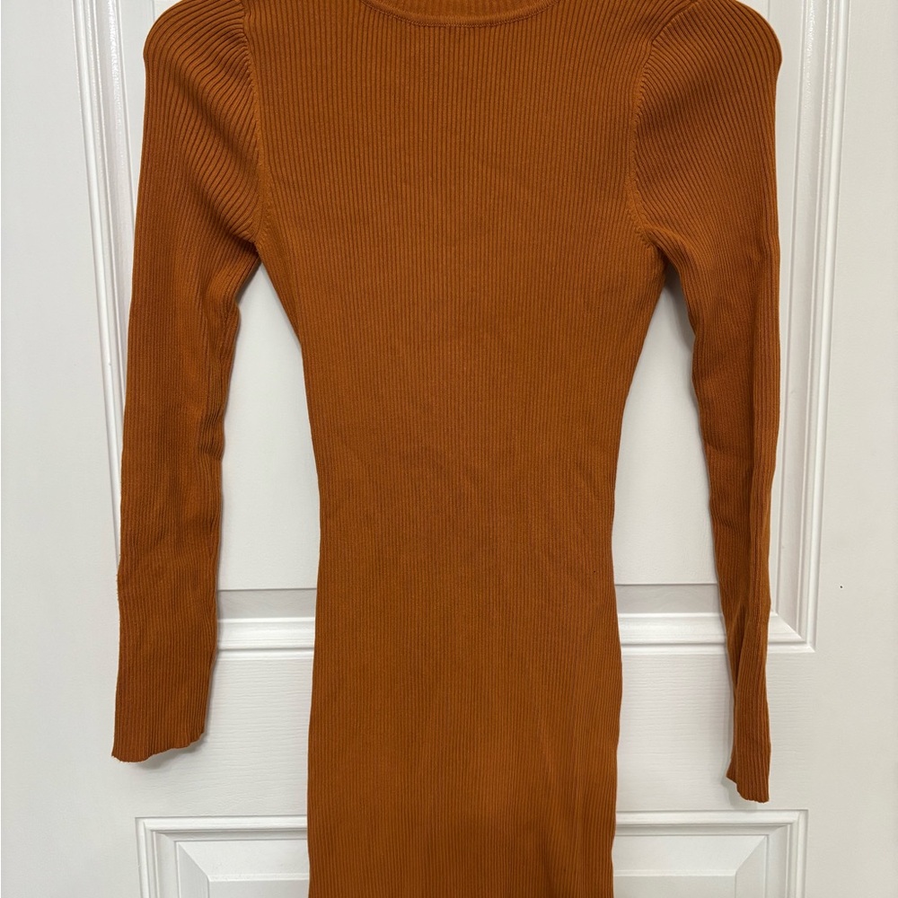 Elegant Orange Ribbed Dress